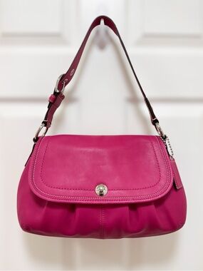 Coach Soho Pleated Leather Shoulder Bag Hot Pink Y2K